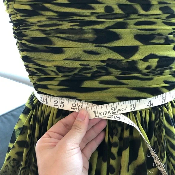 Betsey Johnson Green and Black Animal Print Mini Dress - Picture 4 of 6